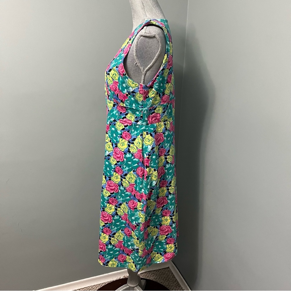 TALBOTS cocktail Dress sleeveless multicolour floral print size medium wedding - Picture 4 of 8